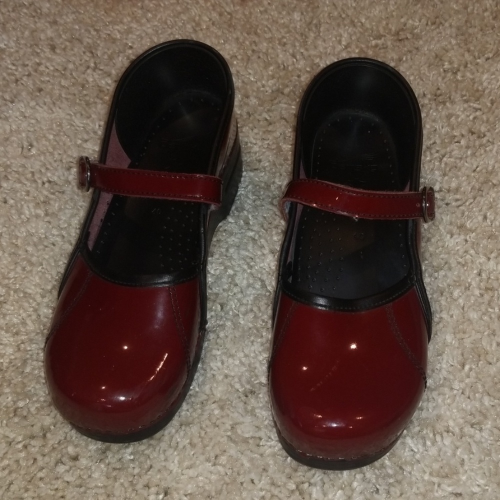 Womens red Dansko mary jane clogs